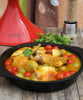 Chasseur French Enameled Cast Iron Tajine with Ceramic Cone Lid, 12-inch Diameter, Red