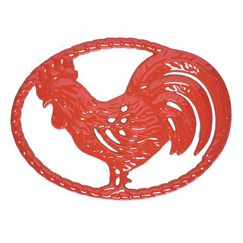 Chasseur 11-inch Flame Red Cast Iron Rooster Trivet