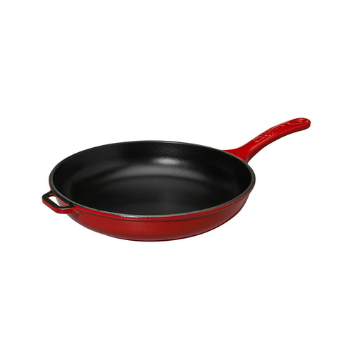 Chasseur  Cast Iron Fry Pan with Cast Iron Handle, 10.5-inch, Red