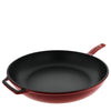 Chasseur French Enameled Cast Iron Fry Pan with Cast Iron Handle and Glass Lid, 11-inch, Red