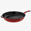 Chasseur French Round Enameled Cast Iron Grill Pan, 10-inch, Red