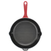 Chasseur French Round Enameled Cast Iron Grill Pan, 10-inch, Red