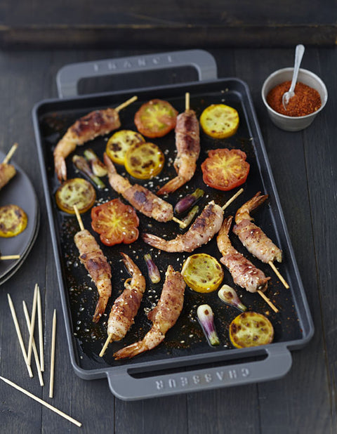 Chasseur French Rectangular Enameled Cast Iron Griddle, 14-inch, Caviar Grey