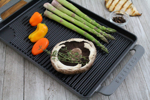 Chasseur 14-inch Flame Rectangular Enameled Cast Iron Grill Pan with Handles Red or Grey (CI_3360)