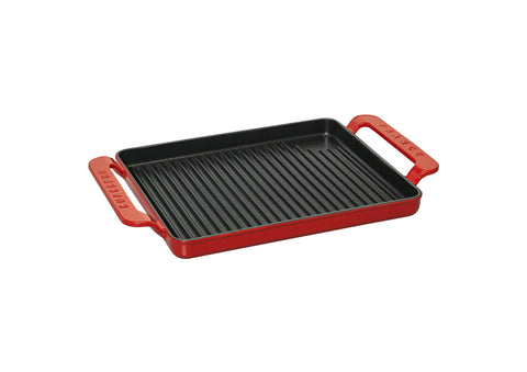 Chasseur French Rectangular Enameled Cast Iron Grill, 10-inch, Red