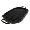 Chasseur French Large Oval Cast Iron Grill Pan, 18-inch, Black