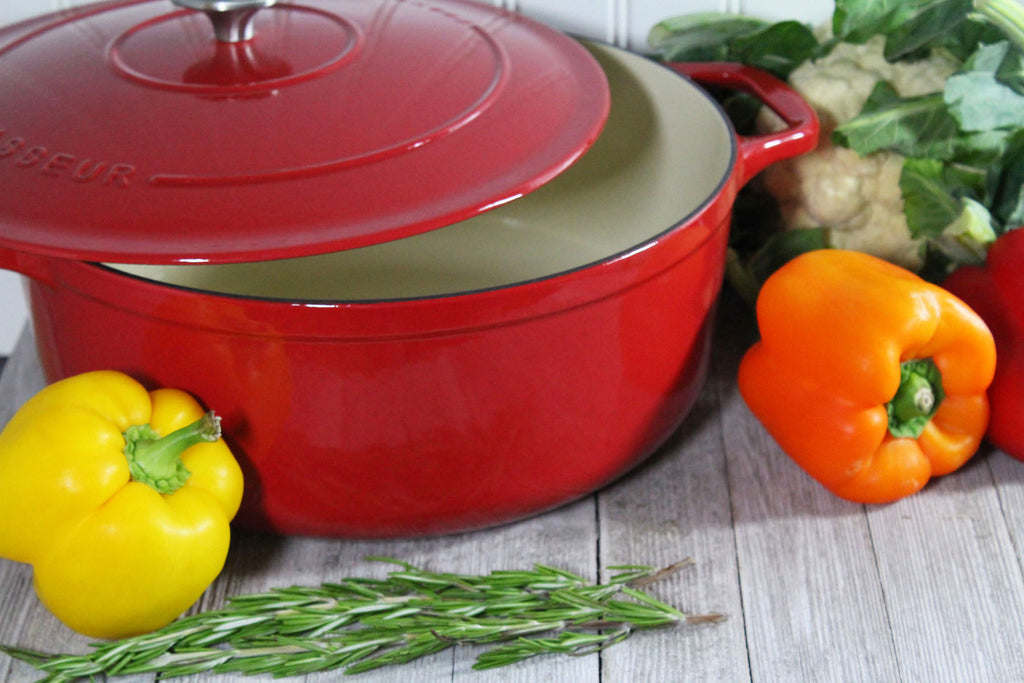 Chasseur French Enameled Cast Iron Round Dutch Oven, 6.25-quart, Red
