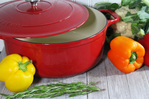 Chasseur French Enameled Cast Iron Round Dutch Oven, 6.25-quart, Red