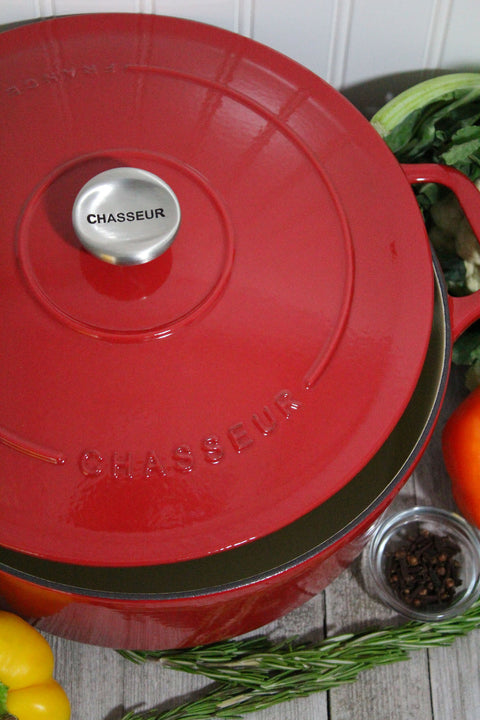 Chasseur French Enameled Cast Iron Round Dutch Oven, 6.25-quart, Red