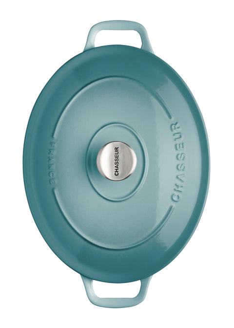 Chasseur French Enameled Cast Iron Oval Dutch Oven, 5.3-quart, Quartz Blue