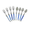 French Home Laguiole Cocktail or Dessert Spoons and Forks, Set of 8, Shades of Blue