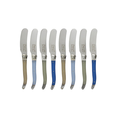 French Home Laguiole Spreaders, Set of 8, Blue and Cream