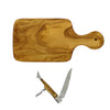 French Home Olive Wood 11-inch Cutting board with a Laguiole Pocket Knife with Cork Screw