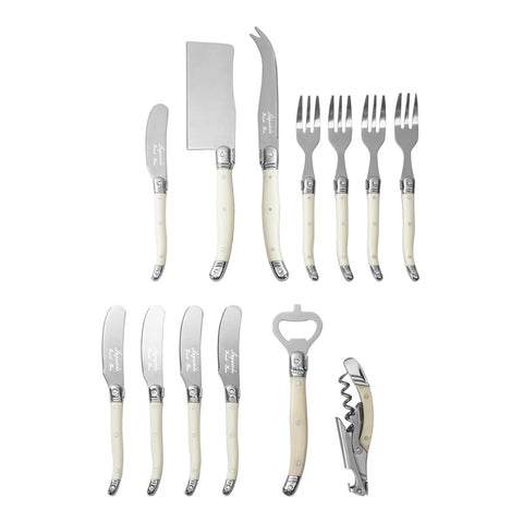 French Home Laguiole Ultimate 13-Piece Charcuterie and Barware Set with Faux Ivory Handles