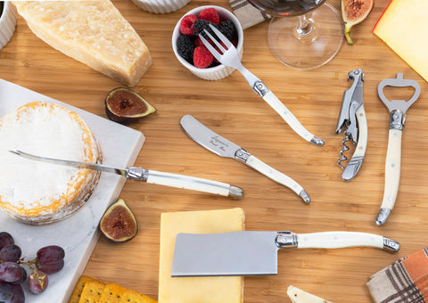 French Home Laguiole Essential 9-Piece Charcuterie and Barware Set with Faux Ivory Handles