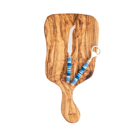 French Home Jubilee Cheese Knife, Bottle Opener and Acacia Wood Board Set - Shades of Denim