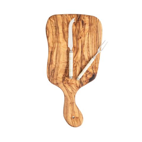 French Home Jubilee Cheese Knife, Fork, and Acacia Wood Board Set - Shades of Light