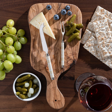 French Home Jubilee Cheese Knife, Fork, and Acacia Wood Board Set - Shades of Light