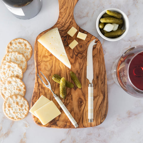 French Home Jubilee Cheese Knife, Fork, and Acacia Wood Board Set - Shades of Light