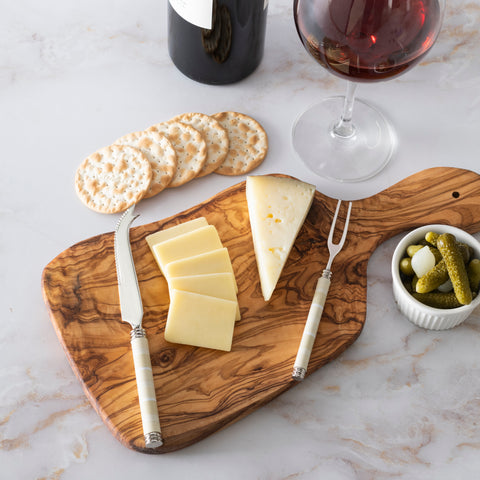 French Home Jubilee Cheese Knife, Fork, and Acacia Wood Board Set - Shades of Light