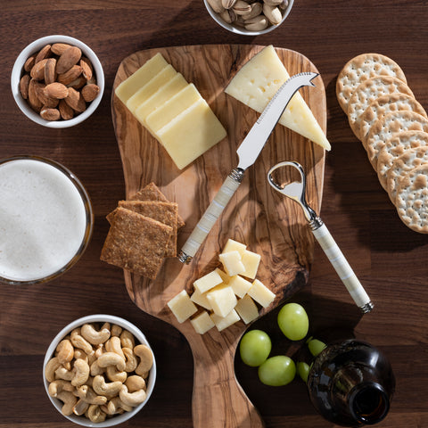 French Home Jubilee Cheese Knife, Bottle Opener and Acacia Wood Board Set - Shades of Light