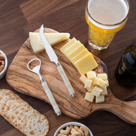 French Home Jubilee Cheese Knife, Bottle Opener and Acacia Wood Board Set - Shades of Light
