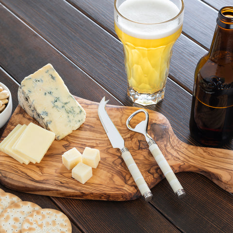 French Home Jubilee Cheese Knife, Bottle Opener and Acacia Wood Board Set - Shades of Light