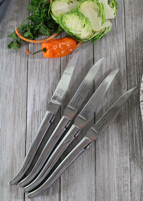 French Home Set of 4 Laguiole Connoisseur Stainless Steel Steak Knives