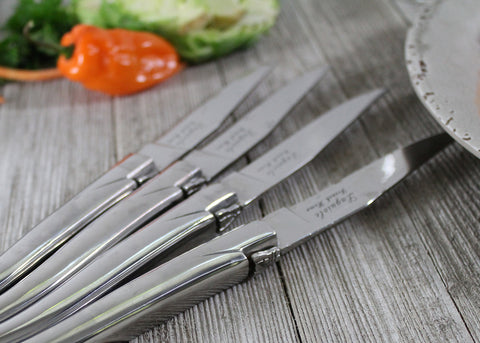 French Home Set of 4 Laguiole Connoisseur Stainless Steel Steak Knives