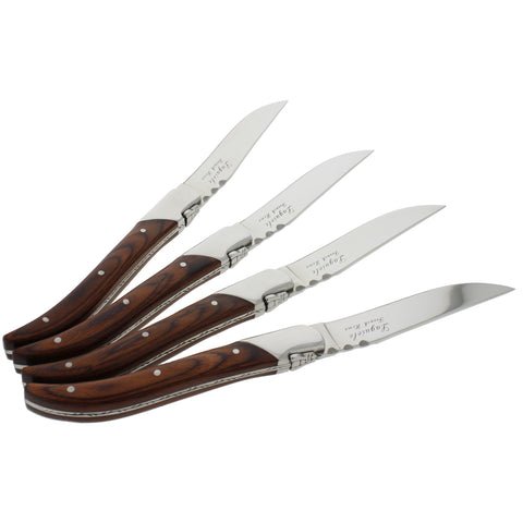 French Home Set of 4 Laguiole Connoisseur Rosewood Steak Knives
