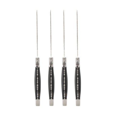 French Home Laguiole Connoisseur Wood Handle BBQ Steak Knives, Set of 4, Black