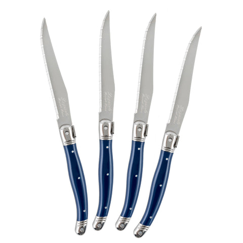 French Home Laguiole Steak Knives, Set of 4, Navy Blue