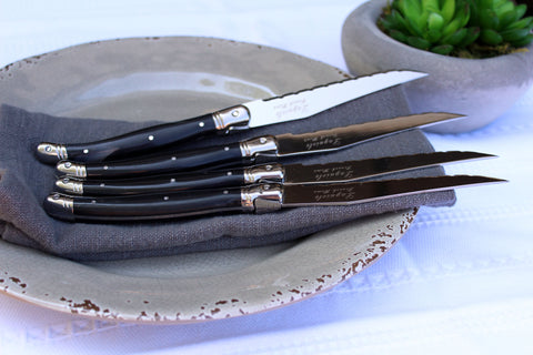 French Home Set of 4 Laguiole Black Steak Knives