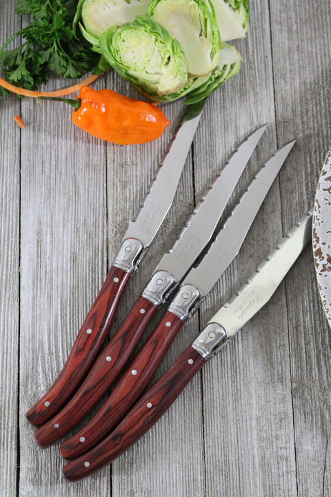 French Home Set of 4 Laguiole Pakkawood Steak Knives