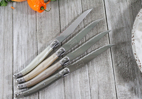 French Home Set of 4 Laguiole Neutral Tones Steak Knives