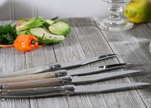 French Home Set of 4 Laguiole Neutral Tones Steak Knives