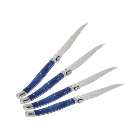 French Home Set of 4 Laguiole Blue Marble Steak Knives