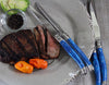 French Home Set of 4 Laguiole Blue Marble Steak Knives