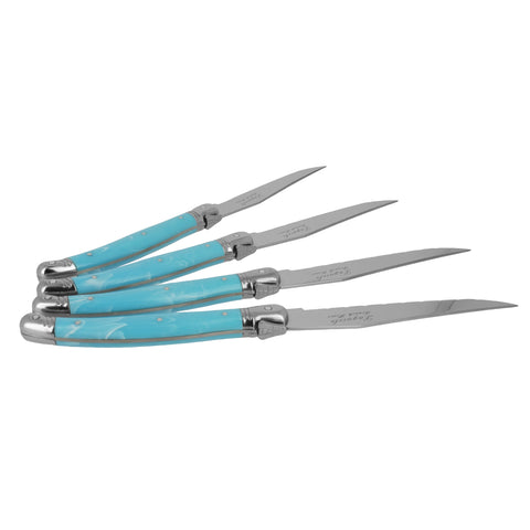 French Home Set of 4 Laguiole Faux Turquoise Steak Knives