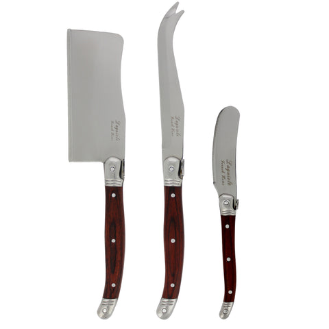 French Home 3 Piece Large Laguiole Pakkawood Cheese Knife Set