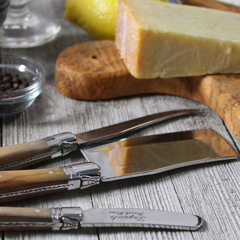 French Home 3 Piece Laguiole Connoisseur Olive Wood Cheese Set