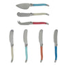 French Home 7 Piece Laguiole Cream, Coral and Turquoise Cheese Knife and Spreader Set