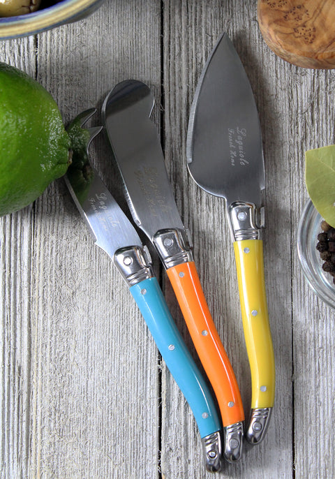 French Home 7 Piece Laguiole Jewel Colors Cheese Knife and Spreader Set