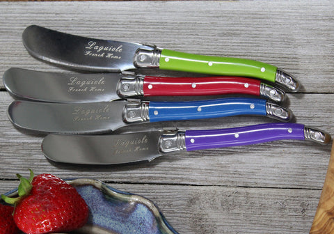 French Home 7 Piece Laguiole Jewel Colors Cheese Knife and Spreader Set