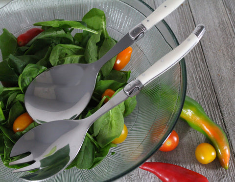French Home 2 Piece Laguiole Faux Ivory Salad Servers