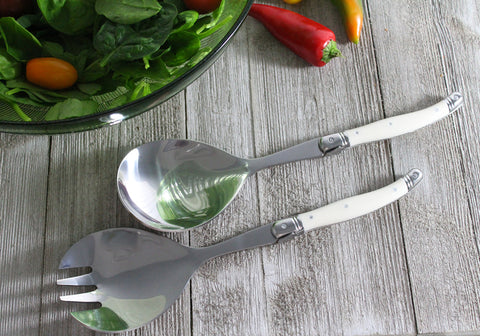 French Home 2 Piece Laguiole Faux Ivory Salad Servers