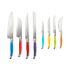French Home 8 Piece Laguiole Kitchen Knife Set with Wood Block, Rainbow Colors