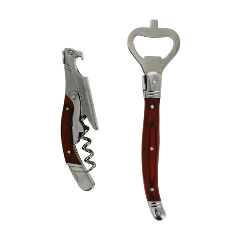 French Home Laguiole Bottle Opener Bar Set with Pakkawood Handles, 2 Piece