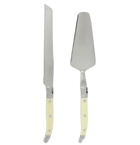 French Home Laguiole Faux Ivory Conoisseur Cake Slicer and Server Set, 2 Piece.
