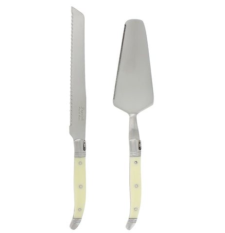 French Home Laguiole Faux Ivory Conoisseur Cake Slicer and Server Set, 2 Piece.